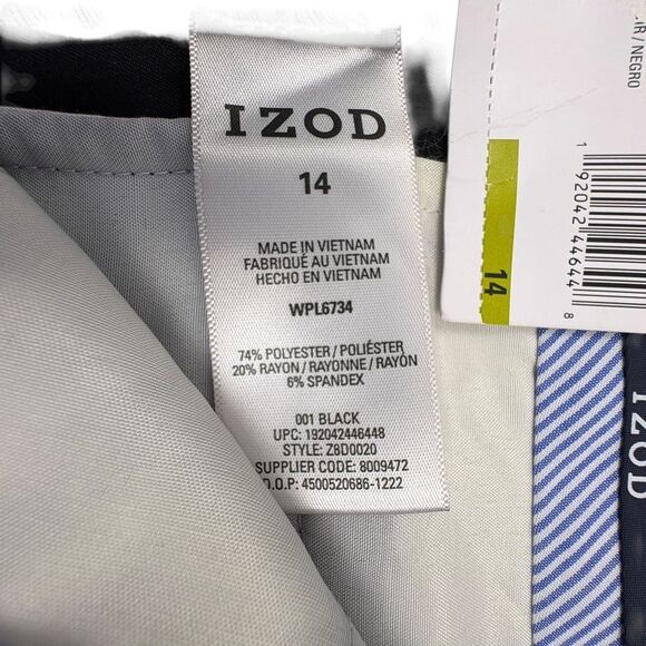 NWT Izod Boys Black Flat Front Stretch Dress Pants Slacks Uniform 14 Regular - Picture 11 of 13